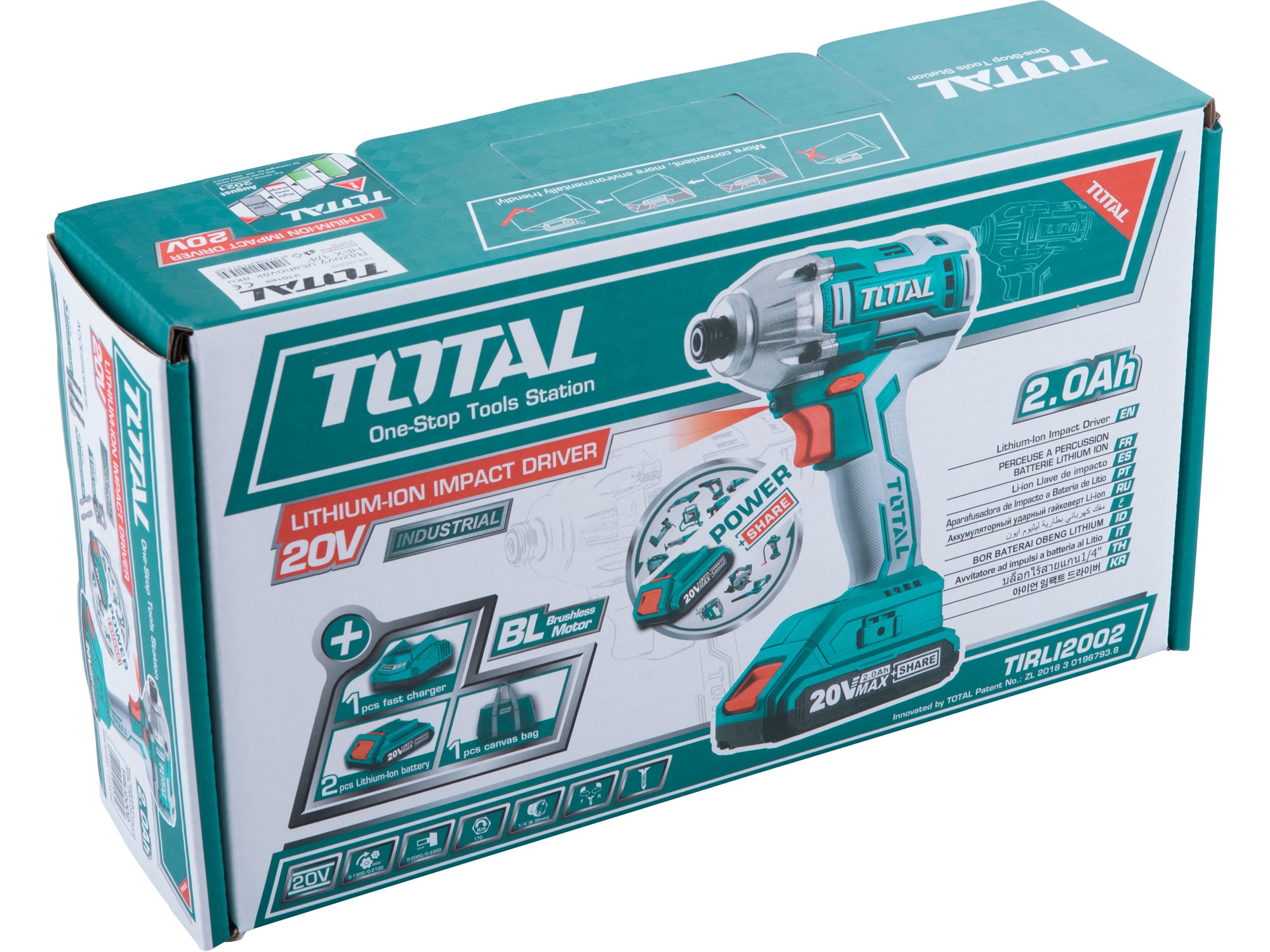 utahovák rázový AKU 1/4", brushless, 20V Li-ion (2x), 2000mAh, industrial - Obrázek 6