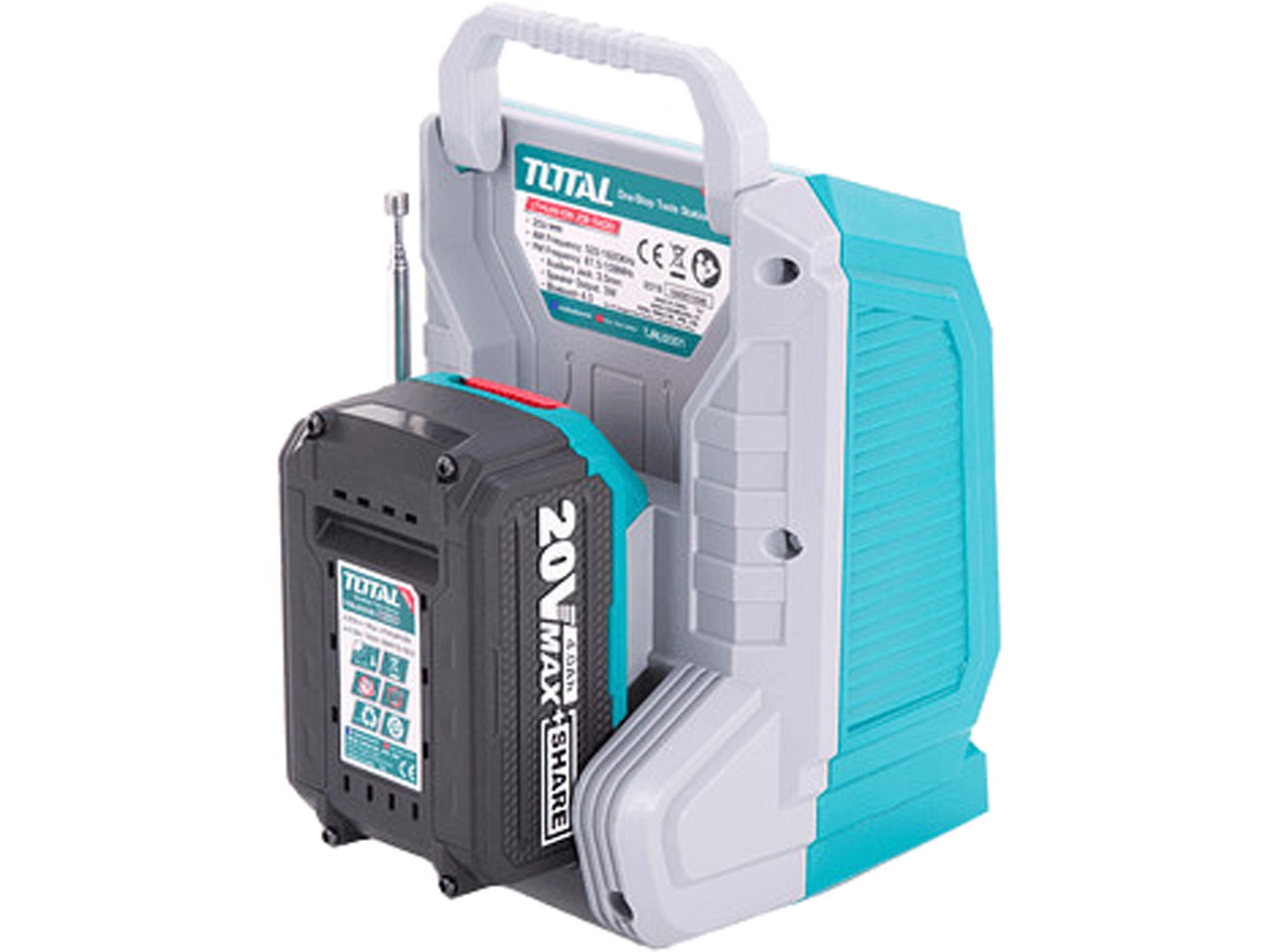 rádio AKU, 20V Li-ion, 2000mAh, bez baterie a nabíječky, industrial - Obrázek 5