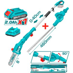Pila na větve a nůžky na živé ploty, AKU, 20V LI-ION, 1x baterie, 1x nabíječka