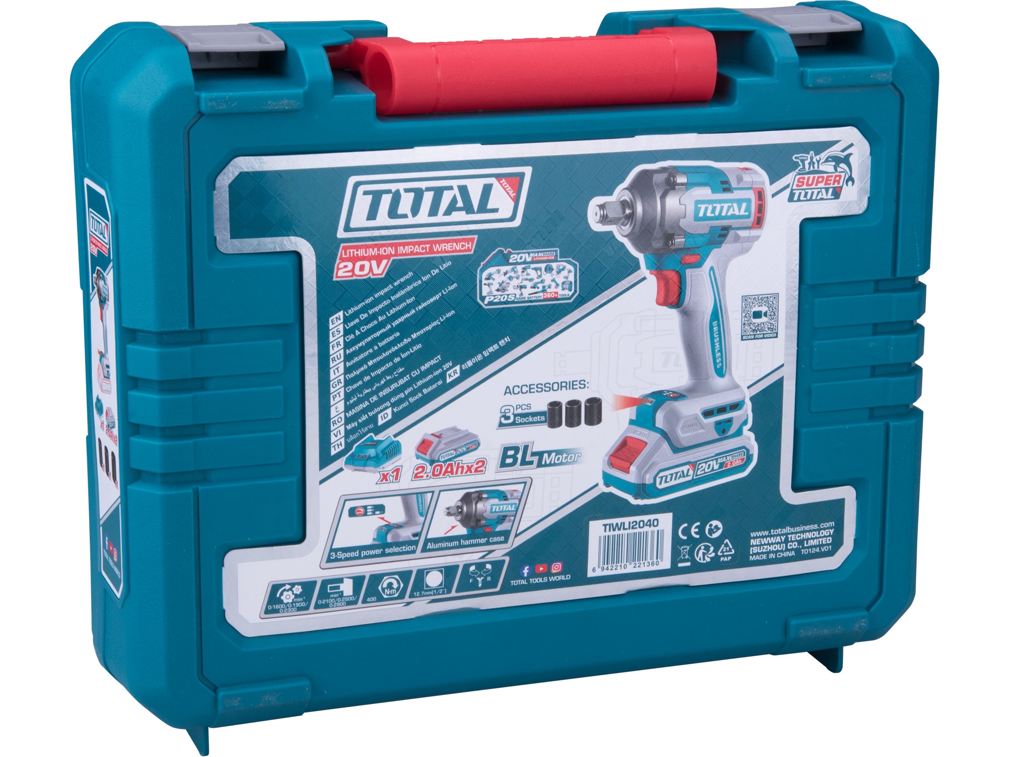 Utahovák rázový AKU 1/2", brushless, 400Nm, 20 V Li-ion (2x), industrial - Obrázek 11