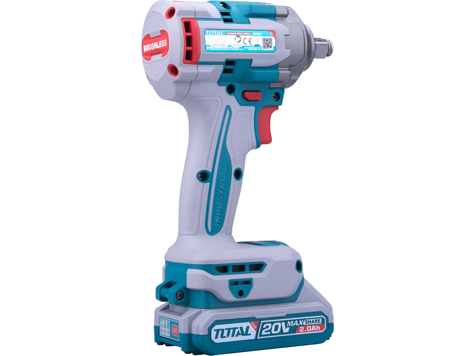 Utahovák rázový AKU 1/2", brushless, 400Nm, 20 V Li-ion (2x), industrial - Obrázek 2