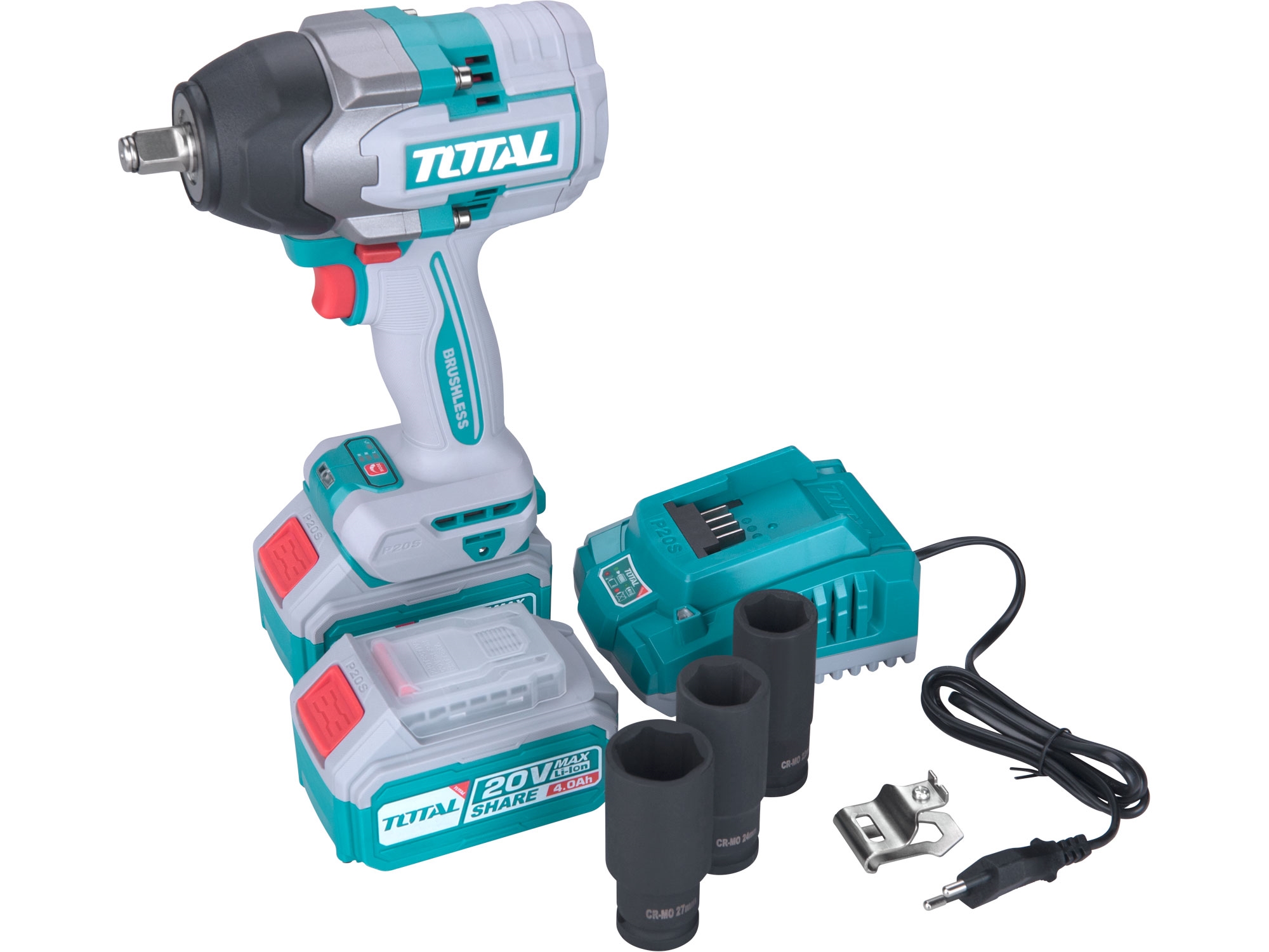 Utahovák rázový AKU 1/2", brushless, 850Nm, 20 V Li-ion 4000mAh (2x), industrial - Obrázek 5