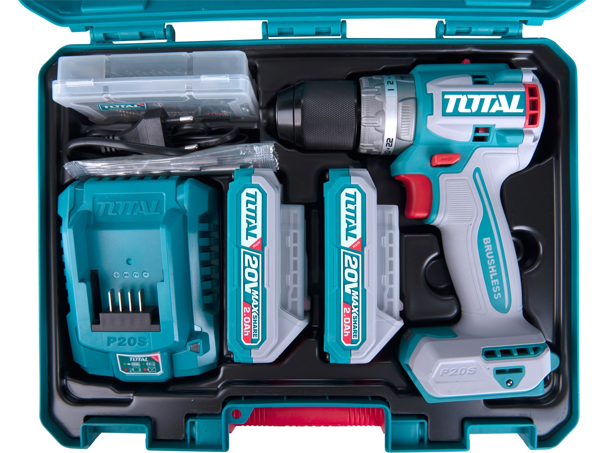 Vrtací šroubovák AKU s příklepem, brushless, 20V Li-ion (2x), industrial - Obrázek 13