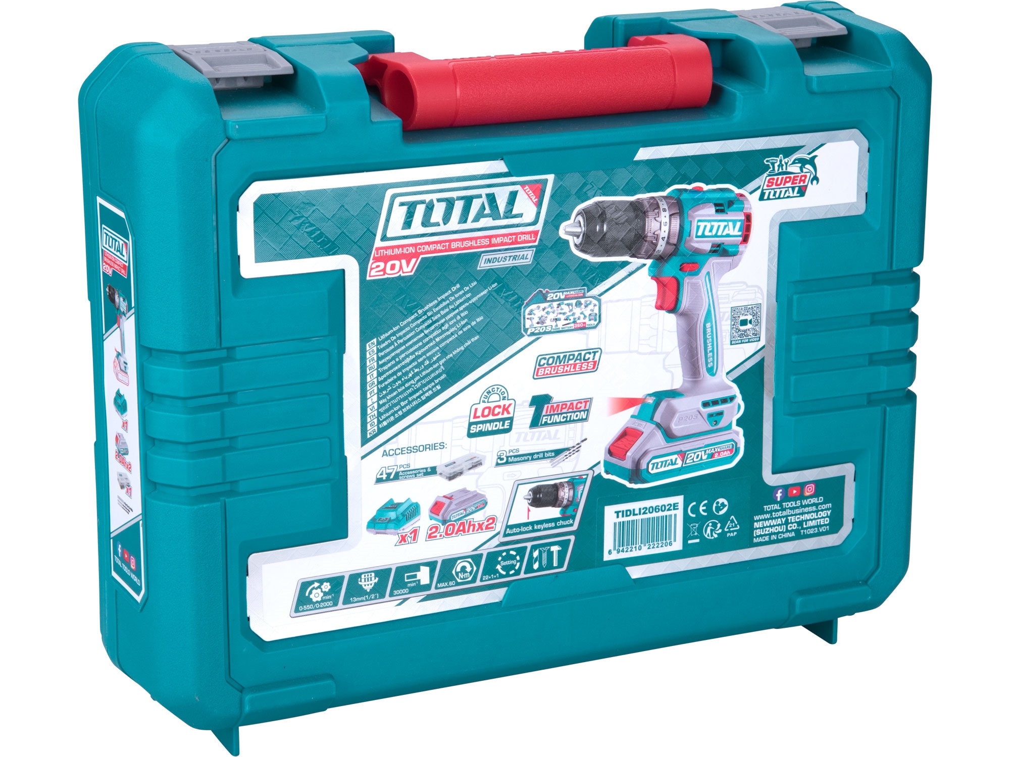 Vrtací šroubovák AKU s příklepem, brushless, 20V Li-ion (2x), industrial - Obrázek 14