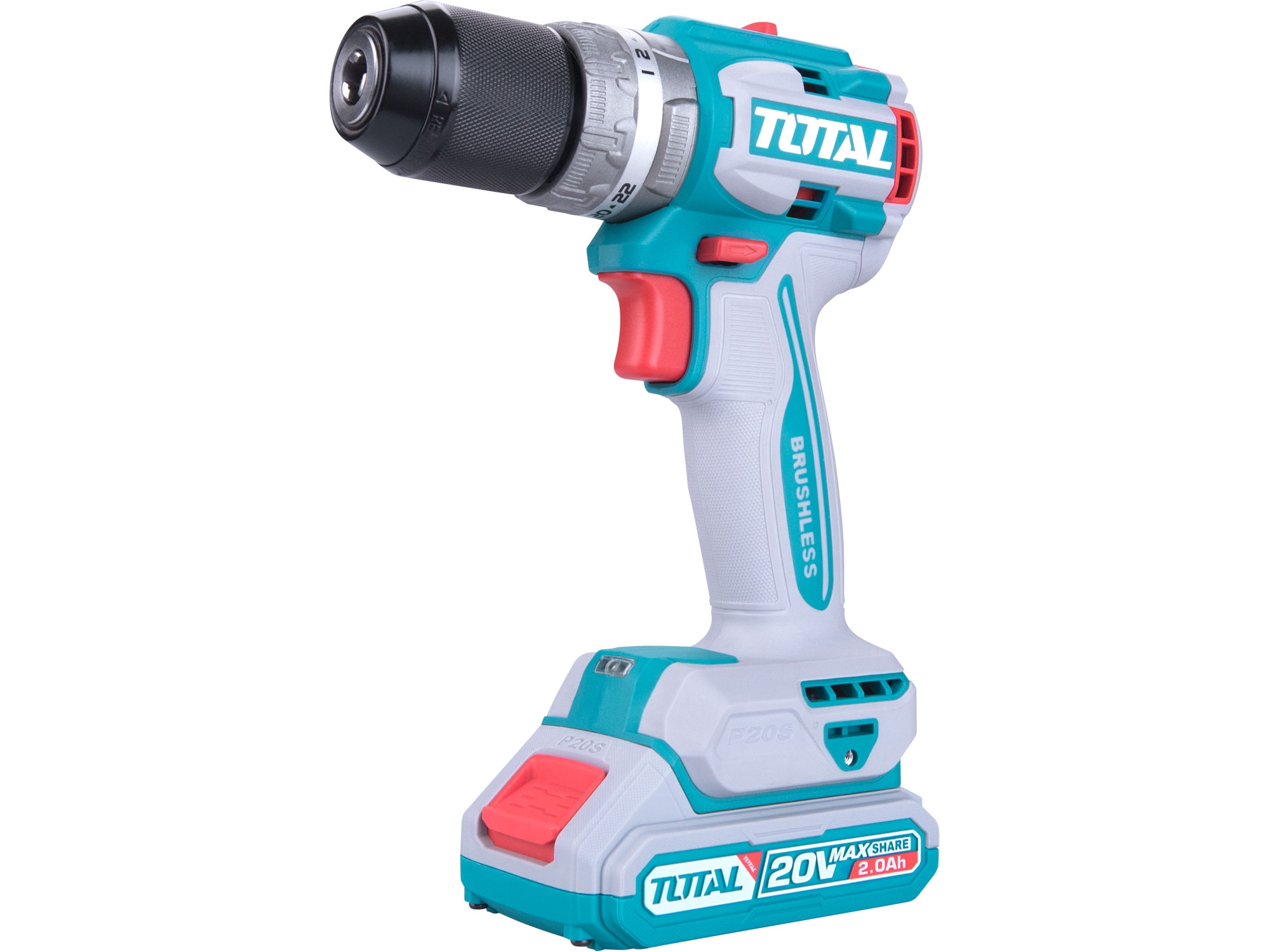 Vrtací šroubovák AKU s příklepem, brushless, 20V Li-ion (2x), industrial - Obrázek 2