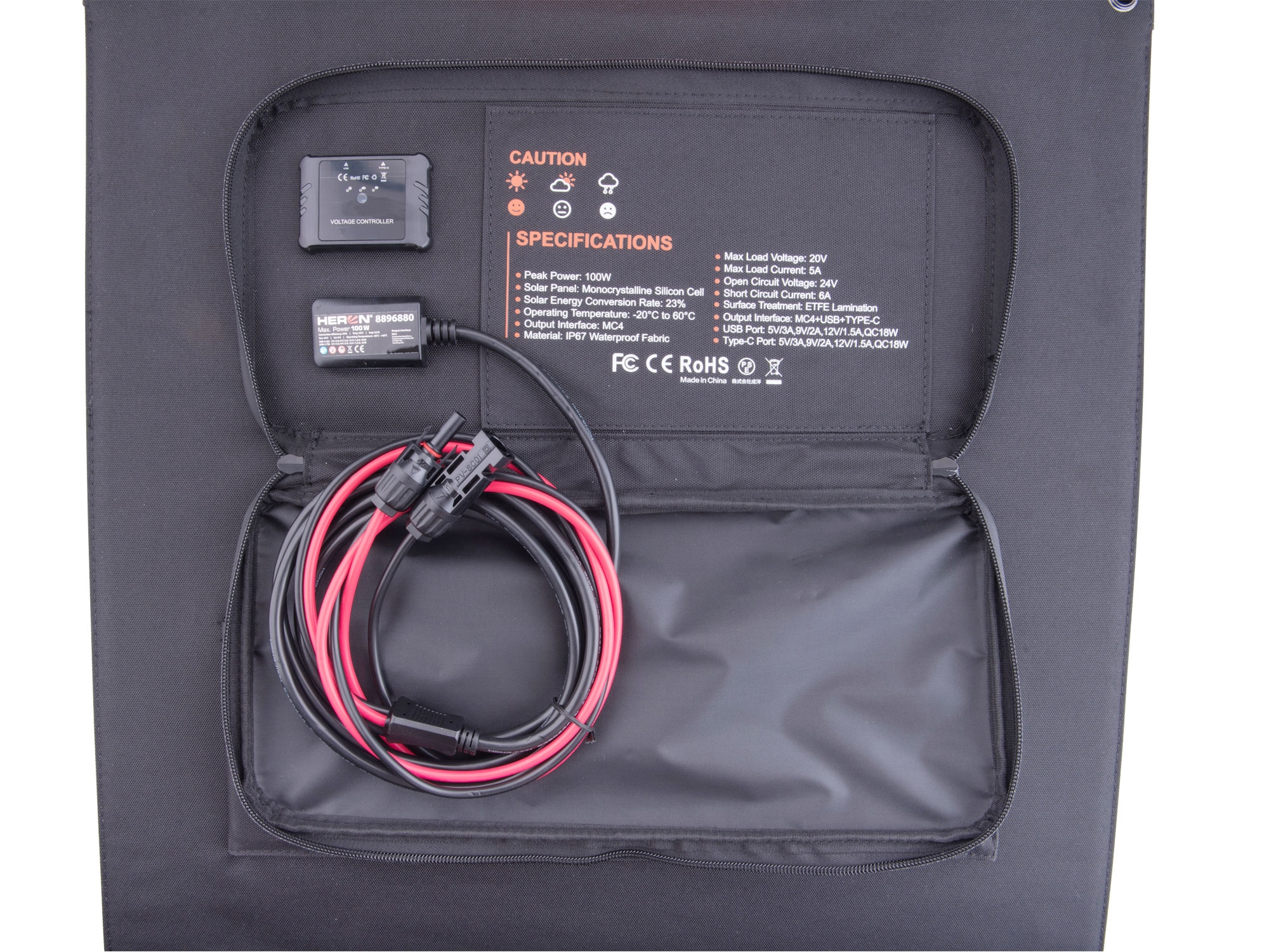 panel solární nabíjecí, skládací, MC4, USB, 100W - Obrázek 7