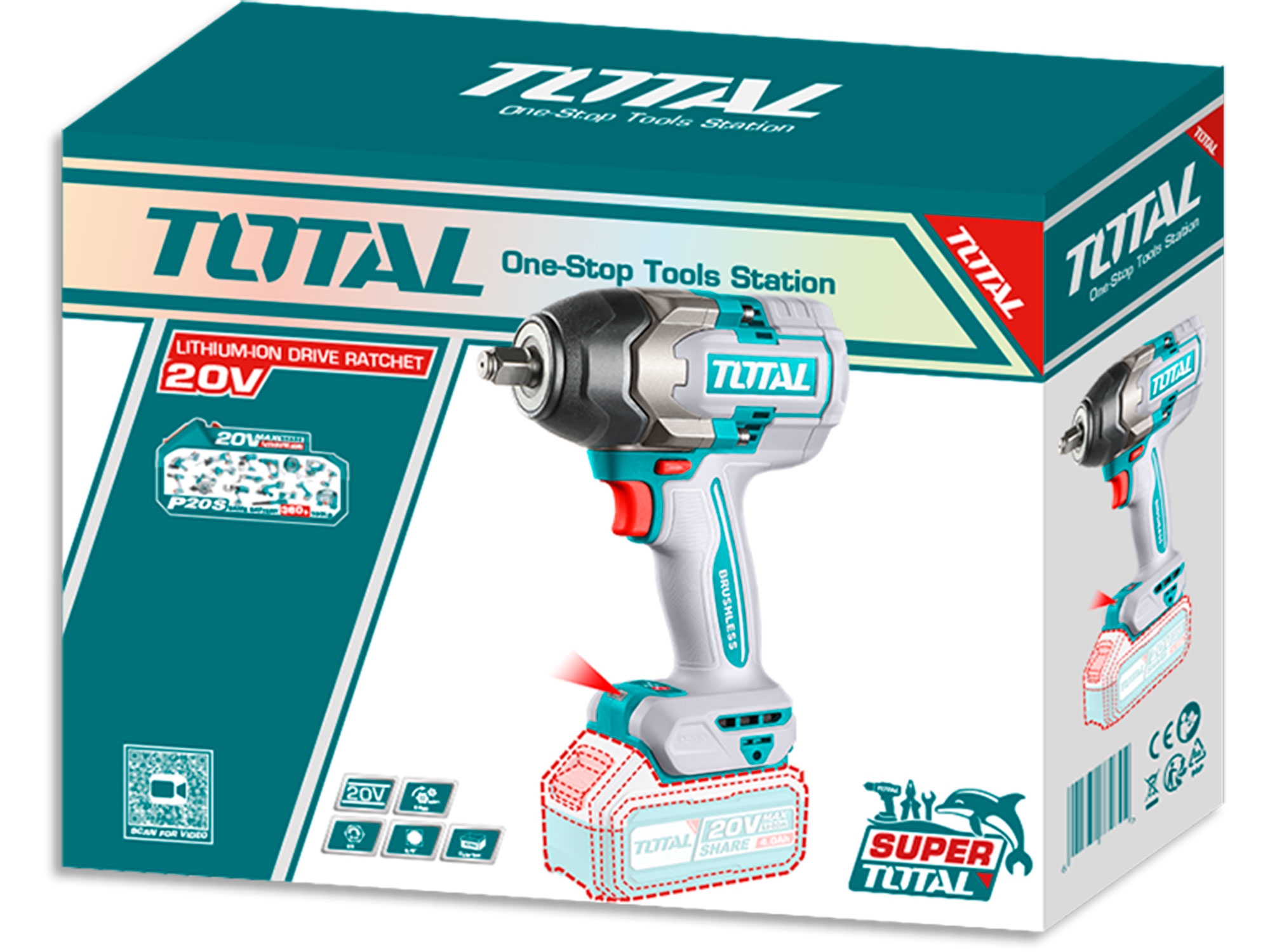 Utahovák rázový AKU 1/2", brushless, 850Nm, 20 V Li-ion, bez baterie a nabíječky, industrial - Obrázek 3