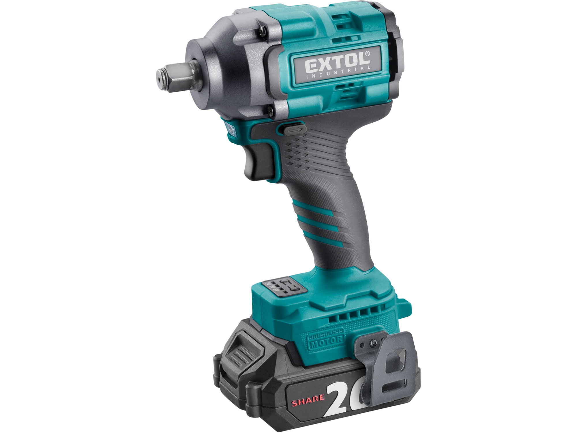 utahovák rázový 1/2" aku SHARE20V, 500Nm, BRUSHLESS, 2Ah