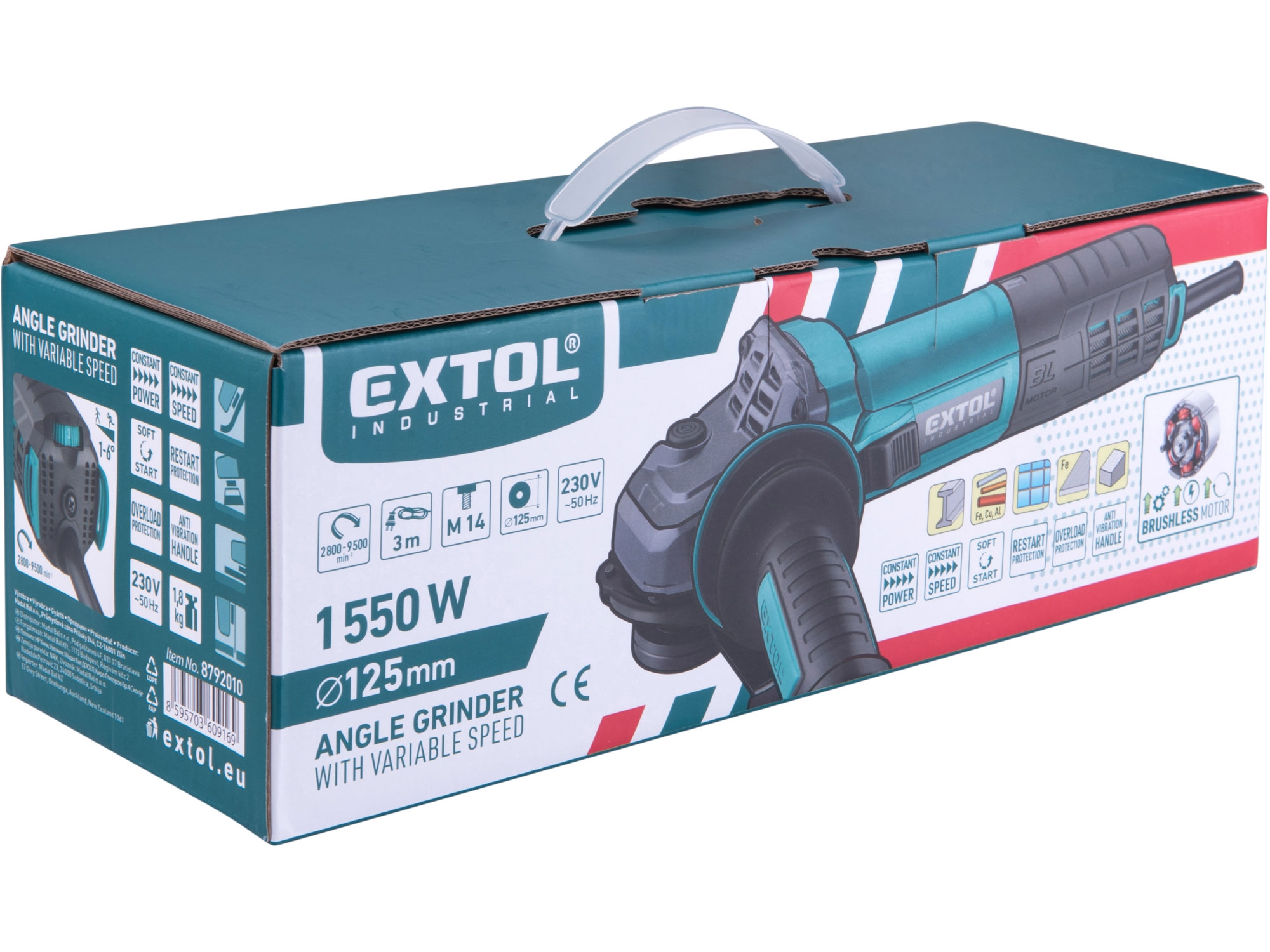 bruska úhlová s regulací rychlosti, 125mm, BRUSHLESS, 1550W - Obrázek 8