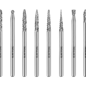 frézy mini, karbidové, sada 10ks, ?3mm, sek střední (double-cut)