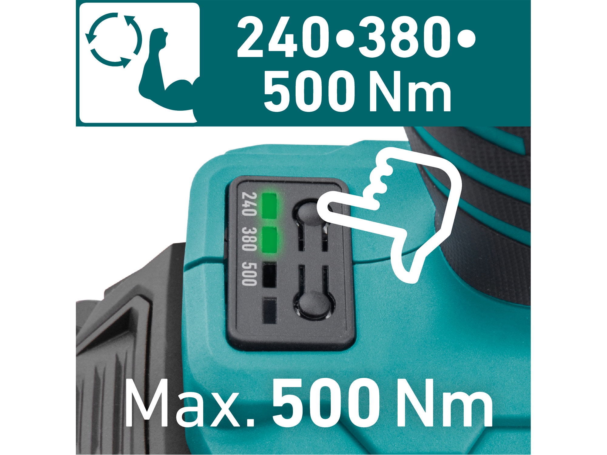 utahovák rázový 1/2" aku SHARE20V, 500Nm, BRUSHLESS, bez baterie a nabíječky - Obrázek 3