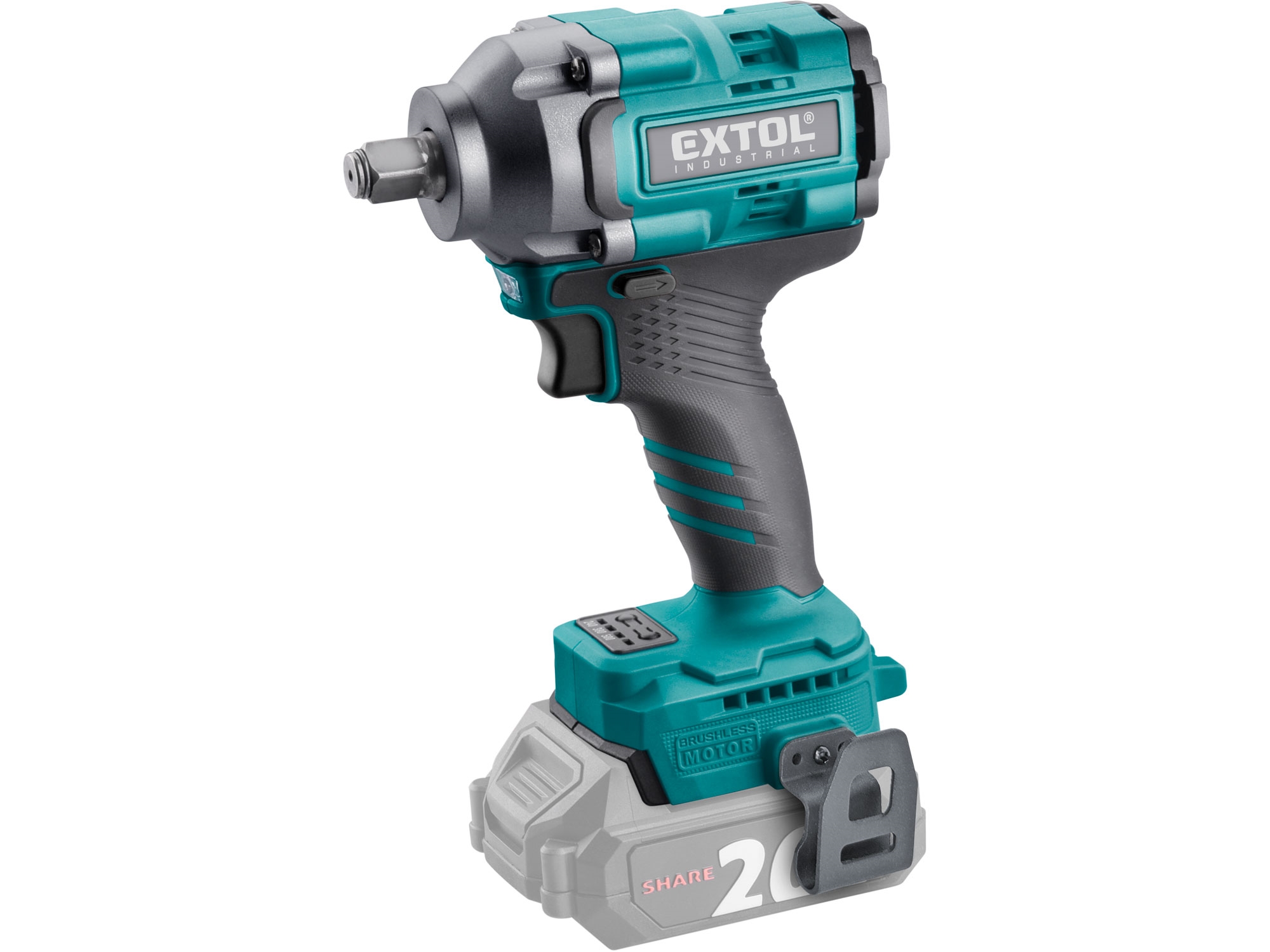 utahovák rázový 1/2" aku SHARE20V, 500Nm, BRUSHLESS, bez baterie a nabíječky