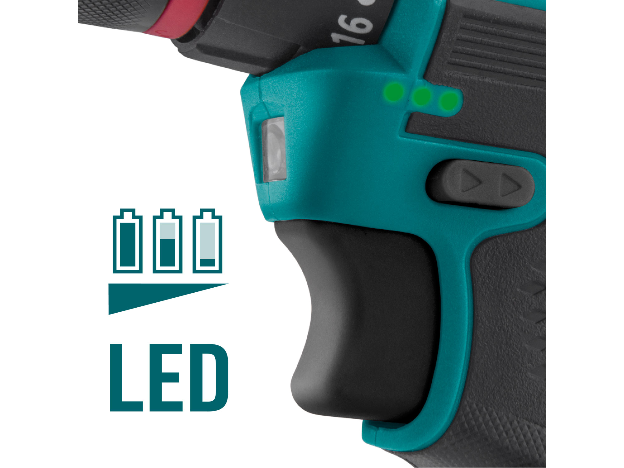 vrtací šroubovák aku, BRUSHLESS, 16V Li-ion, 2×2Ah - Obrázek 5