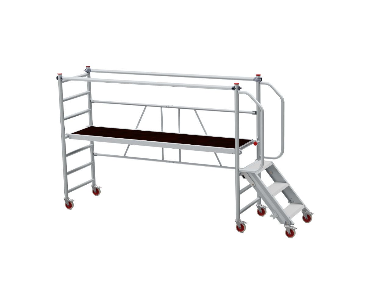 Skládací lešení se schody JUMBO 250 x 74 cm | 1.00 / 3.00 m, Skládací lešení