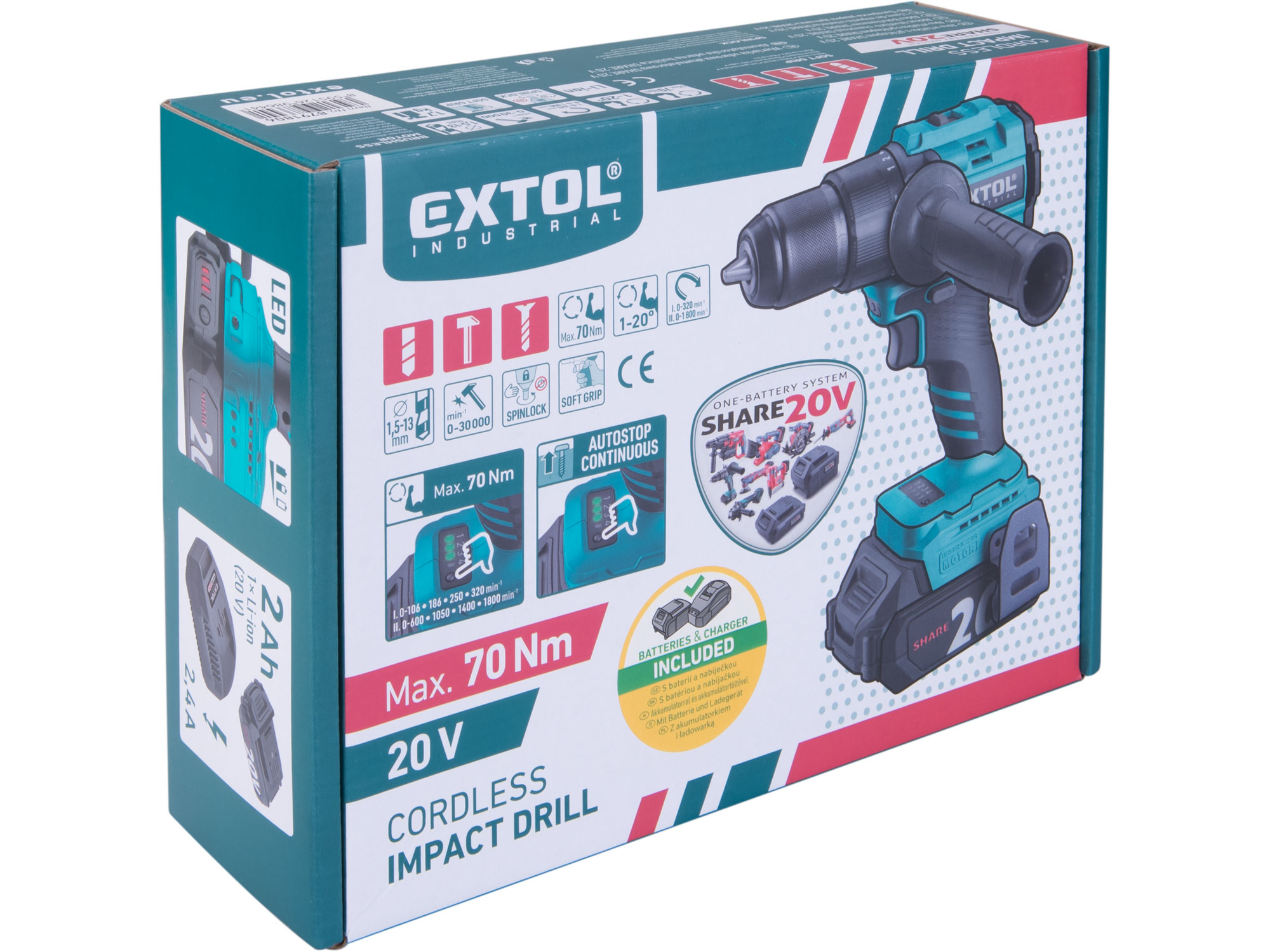 vrtací šroubovák aku s příklepem SHARE20V, 70Nm, BRUSHLESS, 2Ah - Obrázek 15
