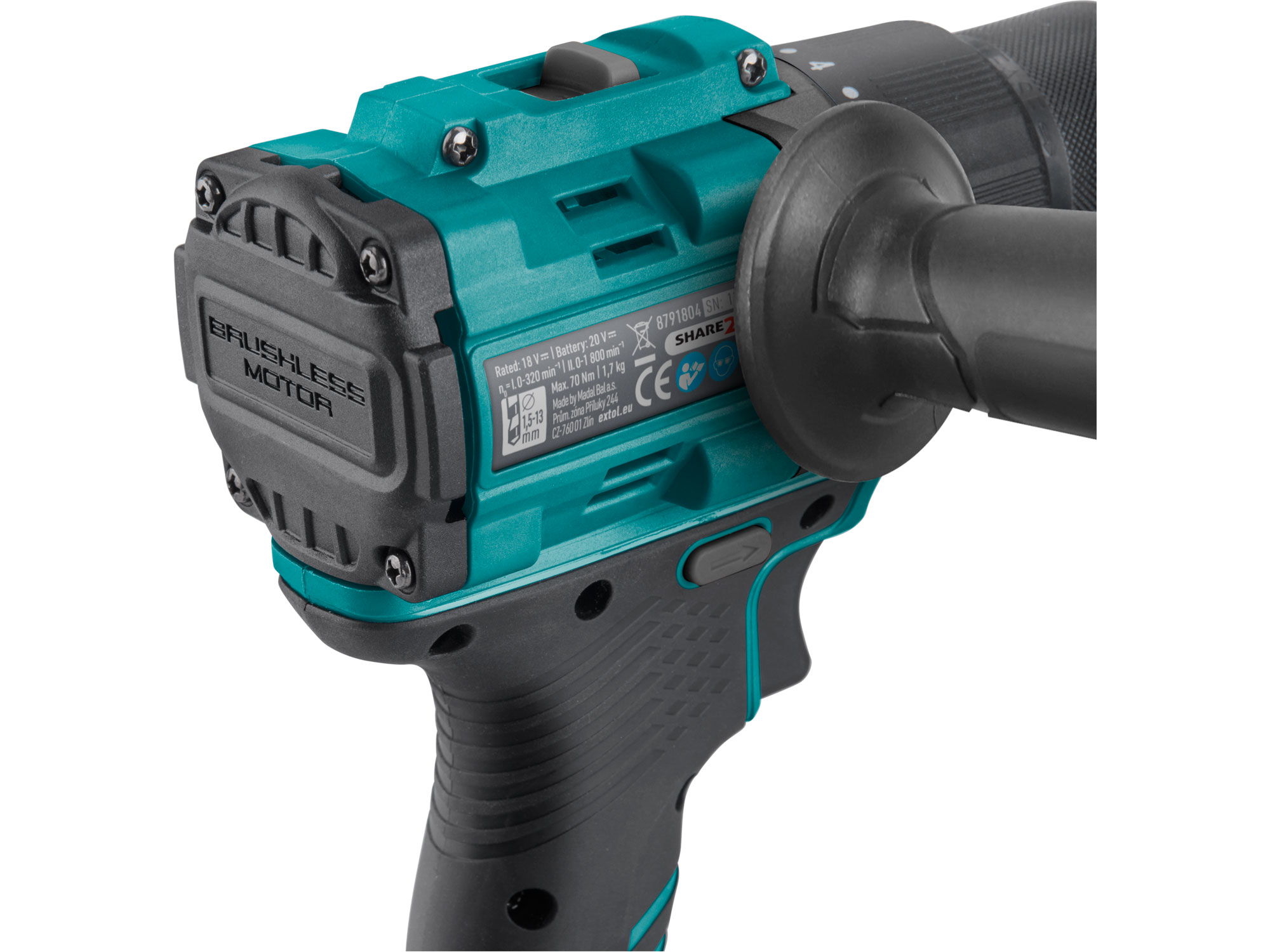 vrtací šroubovák aku s příklepem SHARE20V, 70Nm, BRUSHLESS, 2Ah - Obrázek 8