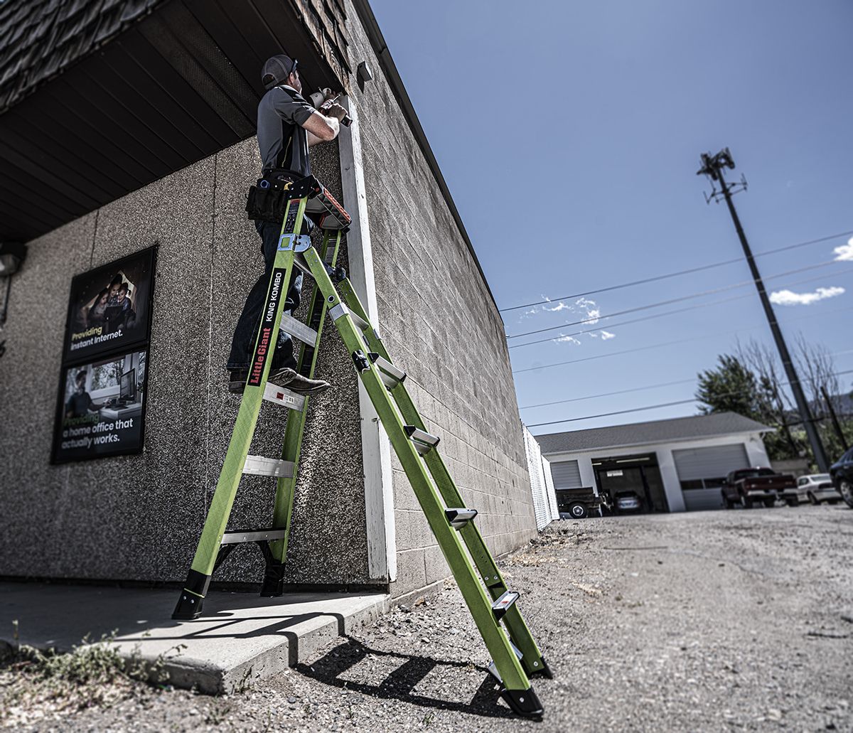 Profesionální, nevodivý, kombinovaný žebřík King Kombo XT, Délka 2.44 m – 4.85 m - Obrázek 27