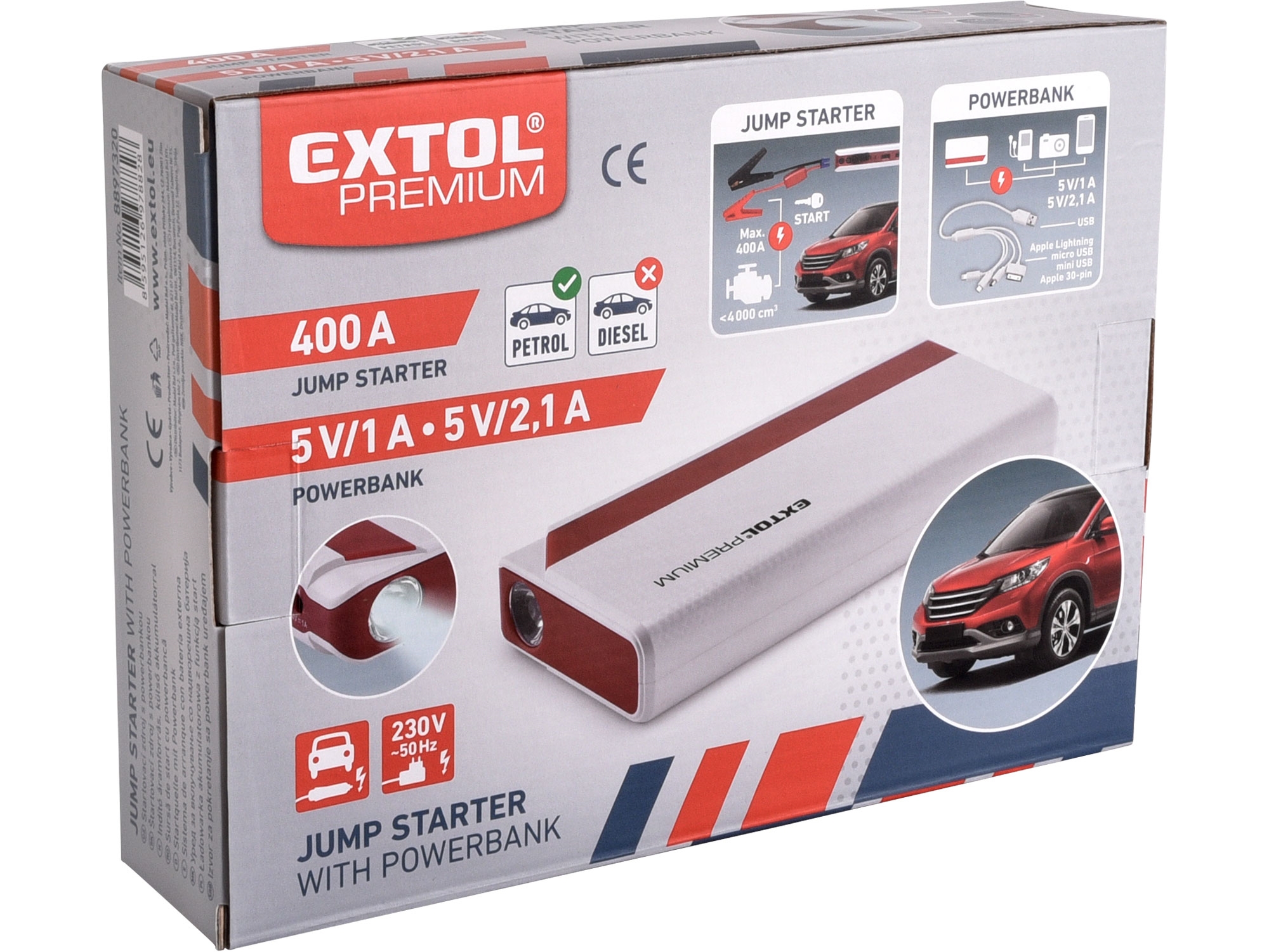 jump startér, 400A, pro benzínové motory, powerbanka 5V - Obrázek 8